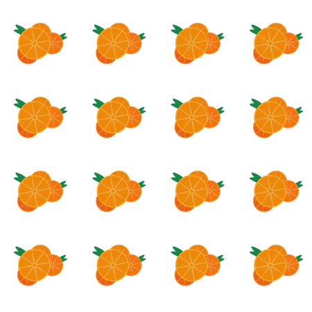 Seamless pattern with sliced oranges over white background. Vector illustrationのイラスト素材