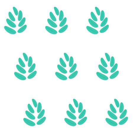 Seamless cute green leaves pattern over white. Vector illustrationのイラスト素材