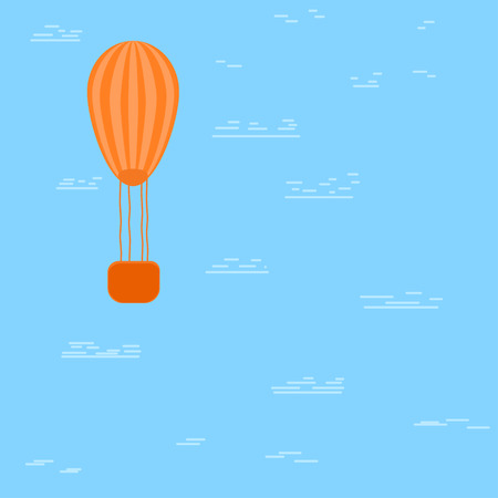 Hot air baloon floating in the cloudy sky. Vector illustrationのイラスト素材
