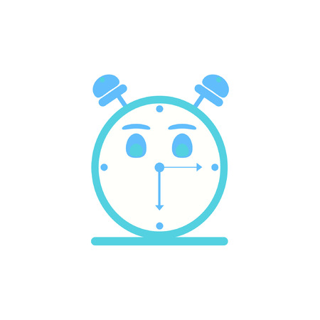 Cartoon alarm clock with funny face. Vector illustrationのイラスト素材