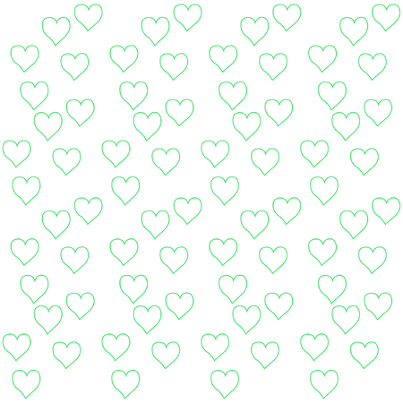 Cute green outline heart seamless pattern. Vector illustrationのイラスト素材