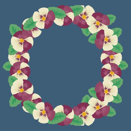 Beautiful floral wreath over blue. Vector illustrationのイラスト素材