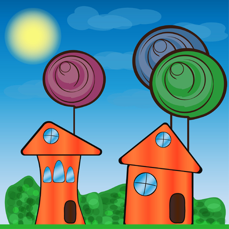 Abstract cartoon colorful households Vector illustrationのイラスト素材