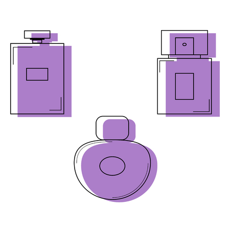 Perfume bottles icons set. Vector illustrationのイラスト素材