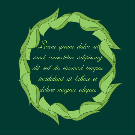 Abstract green leaves wreath with place for text. Vector illustrationのイラスト素材