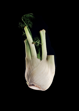 Fresh garlic isolated over black backgroundの写真素材