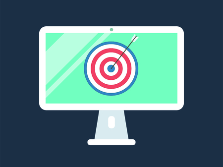 Computer monitor screen and dart arrow target vector illustration business conceptのイラスト素材