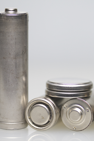 Spent batteries. Processing hazardous waste. environmental protection.の写真素材