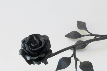 Forged metal products. Flowers and leaves are forged and coated with a primer. design elements. On a white background.の写真素材