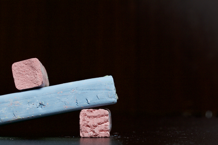 Chalk for drawing. Multi-colored chalk. Different colors Lying in a percent sign.の写真素材