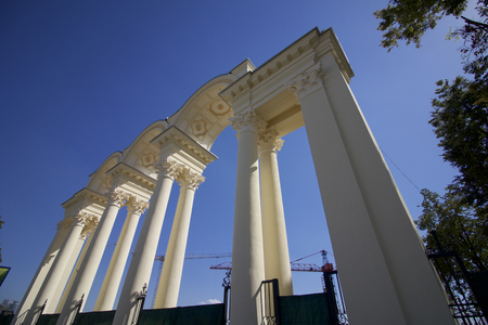 "Dinamo" - a stadium in Minsk, Belarus' main sports arena. The main entrance to the stadium.の写真素材