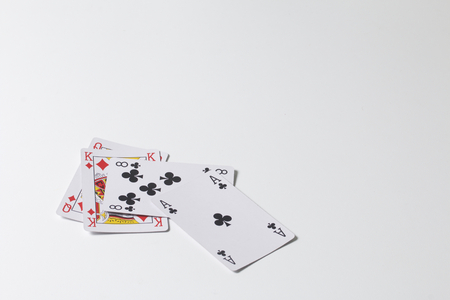 Card game. A woman makes a move - hits a smaller map of the larger. On a white background.
