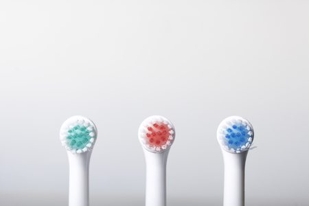 Nozzles for electric toothbrush. On a white background.の写真素材