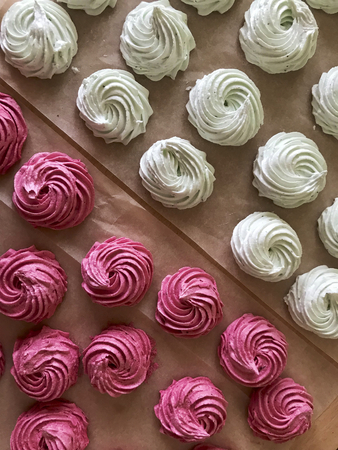 Homemade Marshmallow Different color. Lies on food paper to dry.