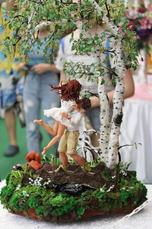 MINSK, MINSK, BELARUS 6 JUNE 2019, Exposition at the exhibition BELAGRO 2019. Food industry products. Highly artistic products confectioners.のeditorial素材