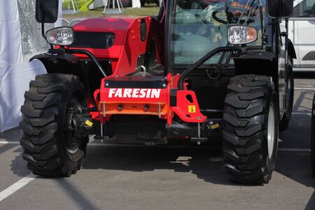 MINSK, MINSK, BELARUS 6 JUNE 2019, Exposition at the exhibition BELAGRO 2019. Tractor with a low...