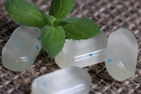 Peppermint candies for breath freshening. With refreshing microgranules. Cooling menthol for sore...