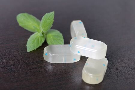 Peppermint candies for breath freshening. With refreshing microgranules. Cooling menthol for sore...