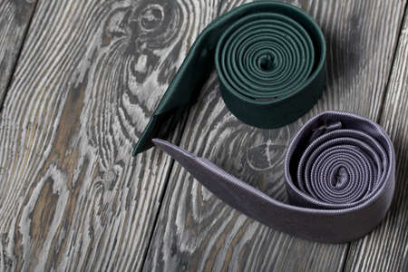 Two men's ties in different colors and sizes. For father and son. Love and Togetherness Objects.