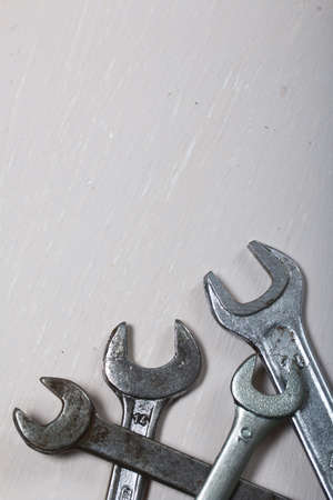 Spanners of different sizes on a light background.の写真素材