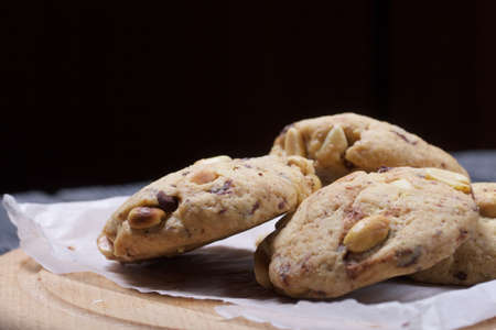 Oatmeal and rice flour cookies. With the addition of peanuts. Made at home.