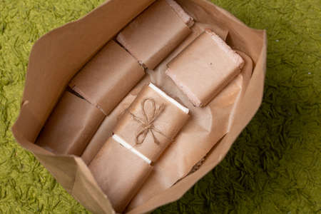 Homemade marshmallows packaged for delivery. Cooking marshmallows at home.