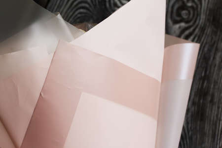 Elements of a bouquet wrapped in paper. Marshmallow bouquet. close-up.の写真素材