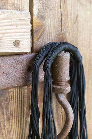 Wicker shopping bag. Making a string bag. handmade.の写真素材