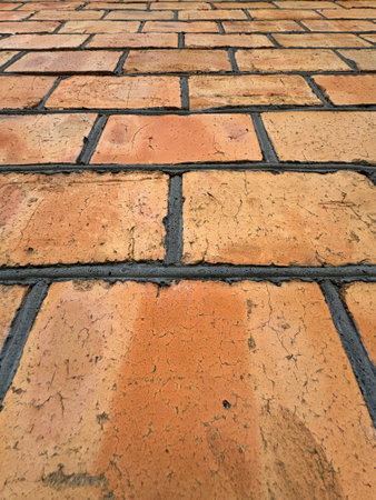 brick floor in the park, closeup of photo, north china