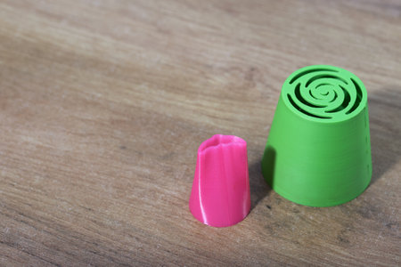 Pastry tips for making marshmallow flowers. Marshmallow tips for pastry bag. Made of plastic.の写真素材