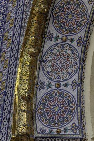 Beautiful and colorful tile entry corner in Moroccoの写真素材