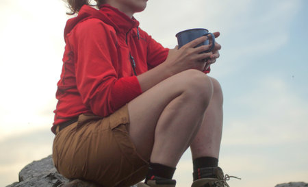 hiker peak mug backpackの写真素材