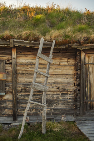 Sami people culture Traditional wooden buildings and structuresの写真素材