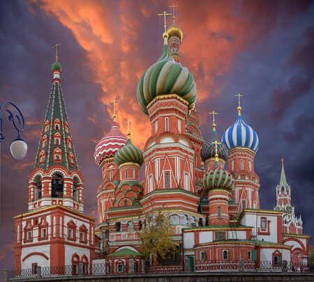 A view of the St. Basil's Cathedral, Russia, Moscowの写真素材