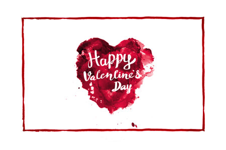 happy valentine day watercolour wishing postcards coverの写真素材