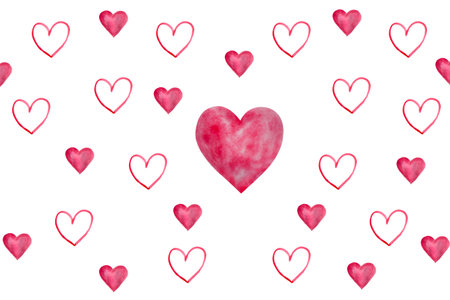 happy valentine days background watercolor postcardsの写真素材