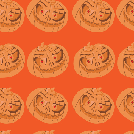 Seamless pattern for Halloween. Pumpkin lantern with burning eyes hand drawing. Jack-o'-lanternのイラスト素材