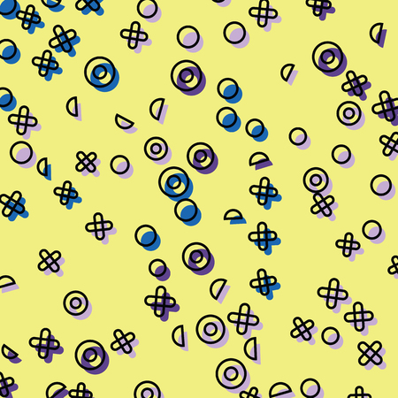 Abstract geometric pattern. Memphis style. Retro, bright colorful. Trendy colors. Background and elements for designのイラスト素材