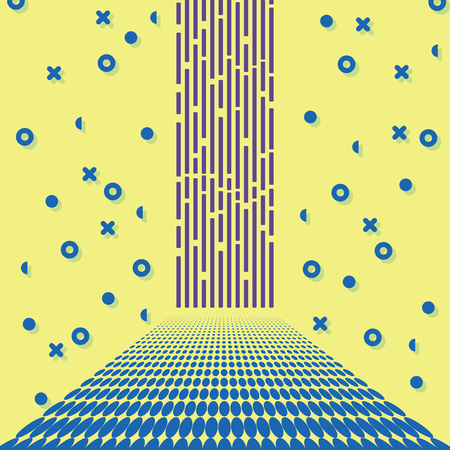 Abstract geometric pattern. Memphis style. Retro, bright colorful. Trendy colors. Lines and shapes, elements for designのイラスト素材