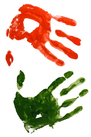 Prints Two Hands on White Backgroundの写真素材