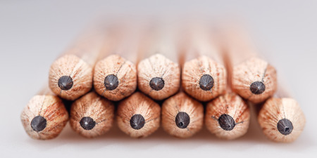 Graphite wooden pencils for sketching shot closeup の写真素材