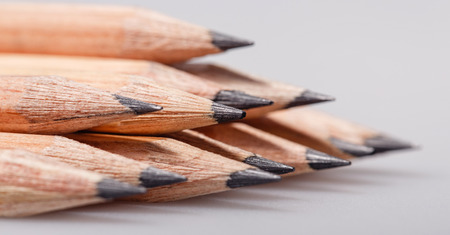 Graphite wooden pencils for sketching shot closeup 