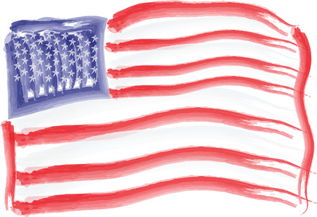 U.S. flag painted with watercolors as a background for Independence Dayのイラスト素材