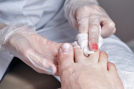 The process of creating a pedicure in the spa salon shot closeupの写真素材