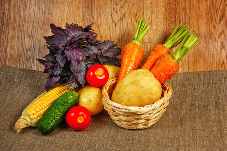 Ripe fresh vegetables close-up shot for the holiday harvestの写真素材