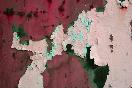 Grungy wall texture with paint and scuffed breakaway shot close-up, color tintingの写真素材