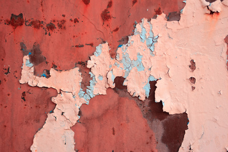 Grungy wall texture with paint and scuffed breakaway shot close-up, color tintingの写真素材
