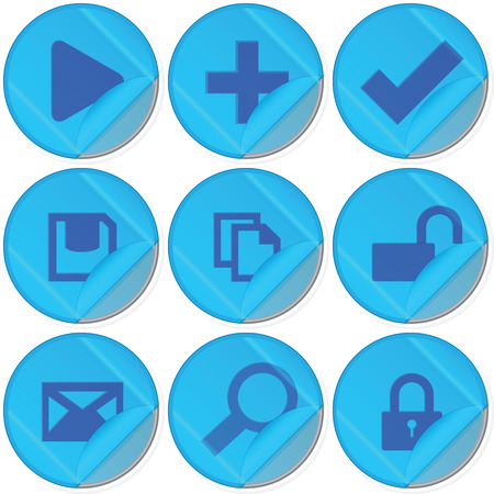 Set of vector colored stickers with icons on a white backgroundのイラスト素材