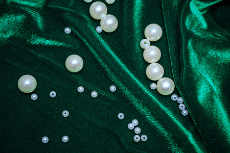 Pearl on the abstract background fabric shot closeupの写真素材