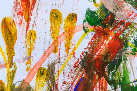 Colorful abstract paints is handmade on canvasの写真素材